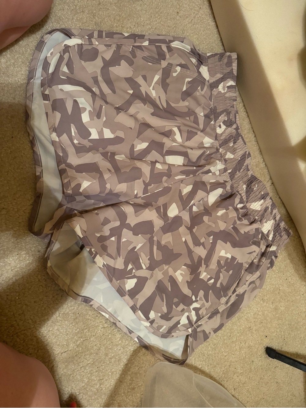 Athletic Works Women's Gray Camo Lined Athletic Shorts Drawstring Size M